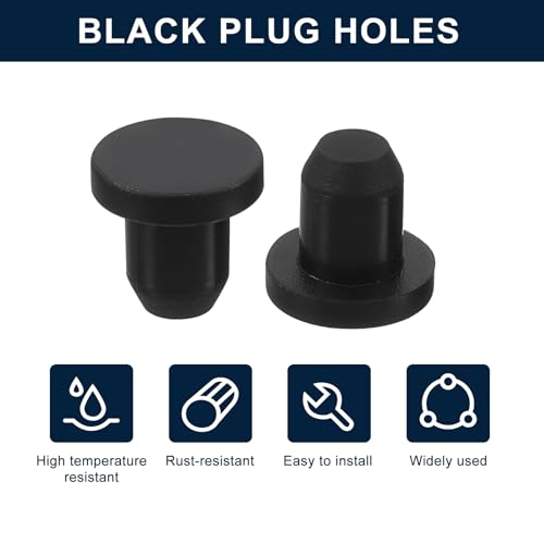 uxcell 32 Pieces Black Rubber Stopper, 6.3mm Plug Holes for 6mm/0.24" Hole - size: 6 mm
