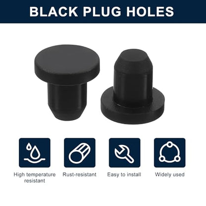 uxcell 32 Pieces Black Rubber Stopper, 6.3mm Plug Holes for 6mm/0.24" Hole - size: 6 mm