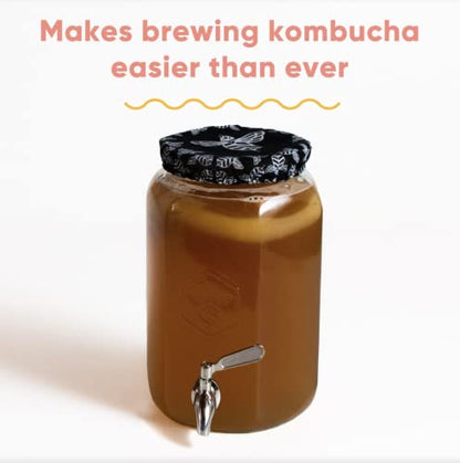 Craft A Brew - Kombucha Jar with Dispensing Valve - For Kombucha Fermentation - Includes Custom Cloth Cover- Proprietary Design - size: With Spout