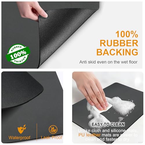 Dish Drying Mats for Kitchen Counter, Waterproof Coffee Mat for Countertop, Under Sink Mats, Coffee Bar Mat Accessories - size: 12" x 19"