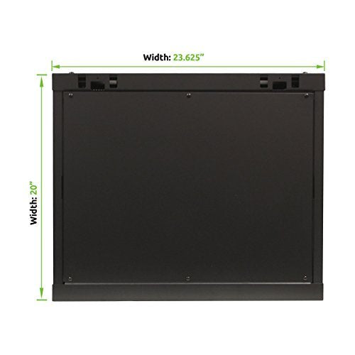 NavePoint 9U Server Cabinet Wall Mount Rack Enclosure Includes 2 Fans, Locking Glass Door, Removable Side Panels – 9U Network Cabinet 23.6” Deep, 19 Inch Server Rack for IT and A/V Equipment - size: 9U - 600mm Depth