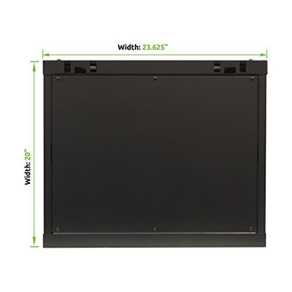 NavePoint 9U Server Cabinet Wall Mount Rack Enclosure Includes 2 Fans, Locking Glass Door, Removable Side Panels – 9U Network Cabinet 23.6” Deep, 19 Inch Server Rack for IT and A/V Equipment - size: 9U - 600mm Depth