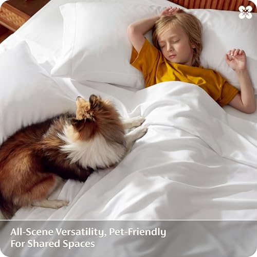 Bedsure PureWoven 100% Rayon Derived from Bamboo, King Size Sheets Set | Cooling Sheets for Hot Sleepers, Breathable & Silky Soft, 16" Deep Pocket, Hotel Luxury Bedding, White - color: 02 - White, size: King