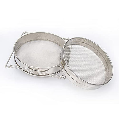 Stainless Steel Honey Strainer Double Sieve Debris Extractor Mesh Filter Beekeeping Equipment Tools, Fine/Coarse Mesh Filters Out Bee Pollen, Impurities