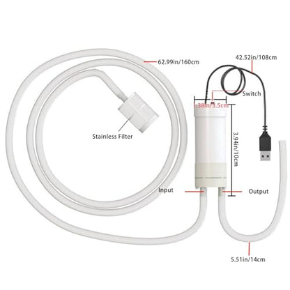 Electric Wine Siphon Pump, Portable Beer Transfer Pump, USB Food Grade Auto Siphon Self Priming Pump for Bottling Home Brew Wine,Beer,Mead,Water Beverages and Kombucha Low Noise, 2LPM No Mess Leak - color: White