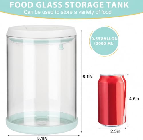 POP Glass Airtight Food-Jar With-Lid - 2.2Qt/2L Clear glass container | Stackable One-Touch Opening | For Cookie, Candy, Sugar, Flour, Nuts，Coffee