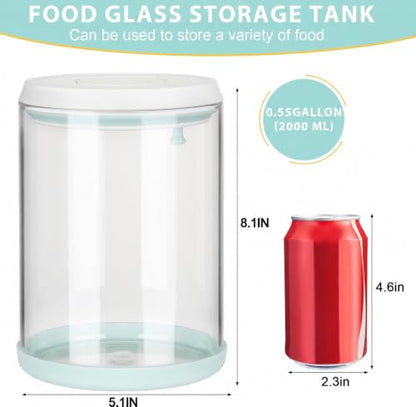 POP Glass Airtight Food-Jar With-Lid - 2.2Qt/2L Clear glass container | Stackable One-Touch Opening | For Cookie, Candy, Sugar, Flour, Nuts，Coffee
