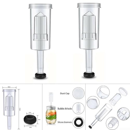 3-Piece Fermentation Airlock with Silicone Grommet, 2-Pack Brewing Air Lock for Beer Wine Kombucha Kimchi Cider Fermenting Supplies, PP Plastic, BPA Free Set