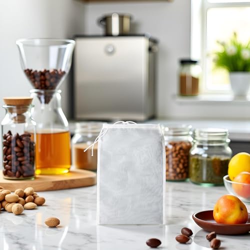 White Nut Milk Bag Reusable Cheesecloth Bags For Straining Almond Soy Milk Strainer For Cold Brew Coffee Tea Beer Juice Fine Nylon Mesh Cheese Cloth Food Strainers