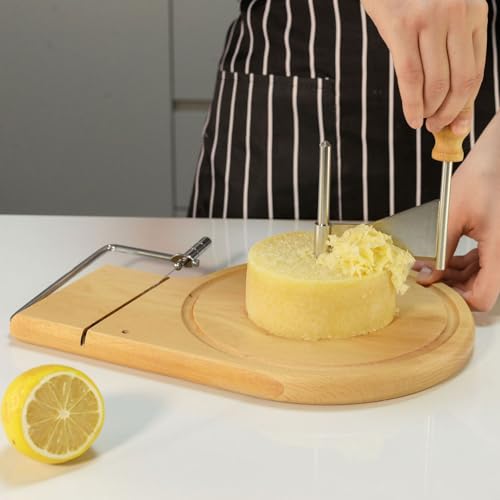 Cheese Curler Wheel Stainless Steel Cheese Shaver,Tete de Moine,Girolle & Chocolate,Made for Tête de Moine to Create Beautiful Rose-Shaped Cuts Revealing (With lid)