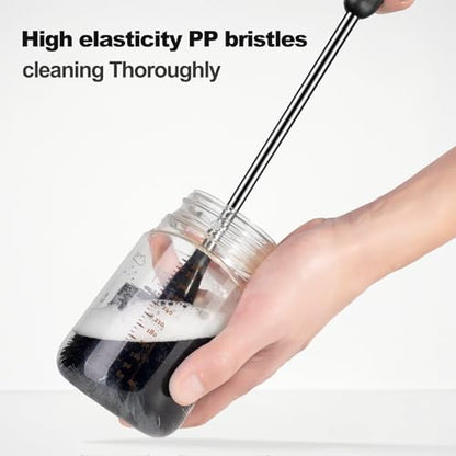 [4 Pack] Bottle Brush, 15 Inches Stainless Steel Long Handle Baby Bottle Scrub Cleaning Brushes with Straw & Lid Brushes for Sports Water Bottle, Cups, Coffee Mugs, Glasswares - size: 4