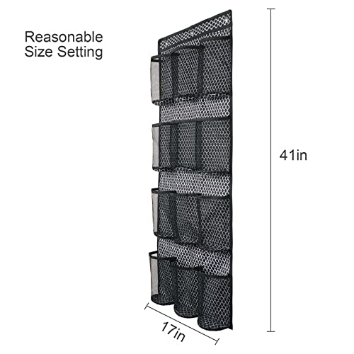 Water Bottle Organizer over the Door Cup Holder with 12 Large Pockets and Reinforced Bottom Tumbler Organizer Clear Mesh Cup Storage for Kitchen Pantry Cabinet Door Wall 41"×17"