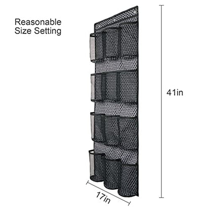 Water Bottle Organizer over the Door Cup Holder with 12 Large Pockets and Reinforced Bottom Tumbler Organizer Clear Mesh Cup Storage for Kitchen Pantry Cabinet Door Wall 41"×17"
