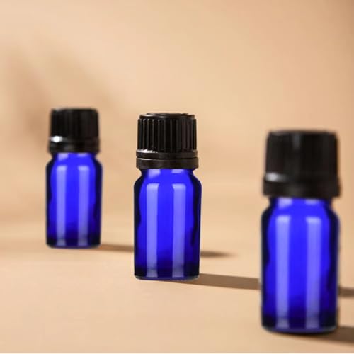 24 Pack 10ml Blue Glass Essential Oils Bottles Empty Glass Dropper Vials Sample Bottle With Orifice Reducer and lid,for Aromatherapy Oils (Blue, 10ml) - color: Blue