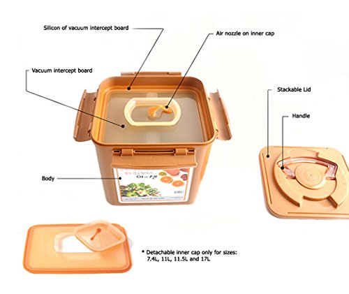 e-jen Premium Kimchi, Sauerkraut Container Probiotic Fermentation with Inner Vacuum Lid (Earthenware Brown, 3.1 gal/ 12L) - color: Earthenware Brown, size: 3.1 gal