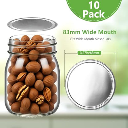 Mason Jar Lids 68mm & 83mm, 10 Pack Regular Mouth & 10 Pack Wide Mouth Metal Airtight Lids with Silicone Seal for Canning, Storage & Fermentation