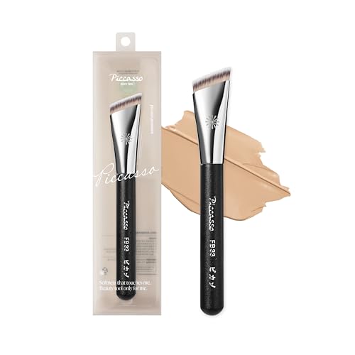 PICCASSO FB33 Tapping Cover Foundation Brush, Korean Makeup Brush for Liquid & Cream Foundation, Soft Dense Bristles for Pore-Blurring, Smooth, Streak-Free Base Makeup - color: Tapping Cover