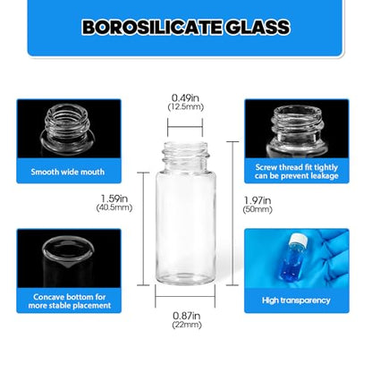 10ml Clear Glass Vials with Screw Caps and Plastic Stoppers, Small Liquid Sample Vial, Leak-Proof Vial, 12PCS(White Cap) - color: CLEAR, size: 10ml