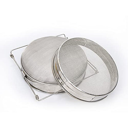 Stainless Steel Honey Strainer Double Sieve Debris Extractor Mesh Filter Beekeeping Equipment Tools, Fine/Coarse Mesh Filters Out Bee Pollen, Impurities