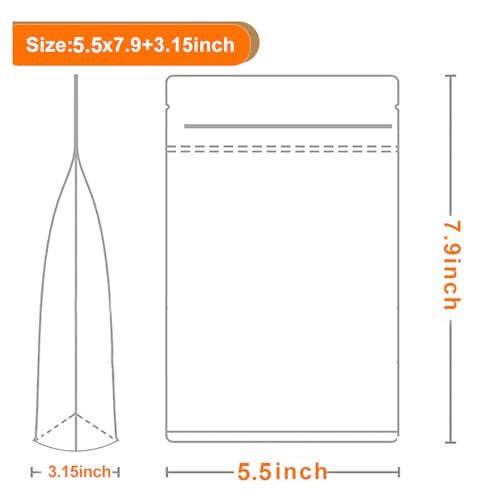 100 PCS Resealable Packaging Bags for Small Business，Kraft Bags With Window Clear Fornt Heat Seal Sealable 5.5"X7.9"Paper Zipper Stand Up Pouches Nut Bag Coffee Cookie Herb Food Bakery Storage - size: 5.5X7.9 INCH