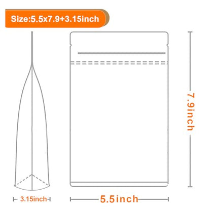 100 PCS Resealable Packaging Bags for Small Business，Kraft Bags With Window Clear Fornt Heat Seal Sealable 5.5"X7.9"Paper Zipper Stand Up Pouches Nut Bag Coffee Cookie Herb Food Bakery Storage - size: 5.5X7.9 INCH