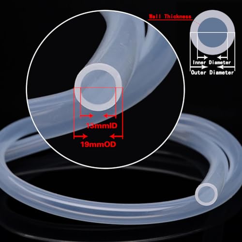Silicone Tubing 13mm (1/2") ID x 19mm OD Food Grade High-temperature Pure Silicone Hose Tube Clear Pipe for Home Brewing Air and Liquid Transfer (Length 3 Meter- 9.84FT) - size: 13mmx19mm, style: 3M