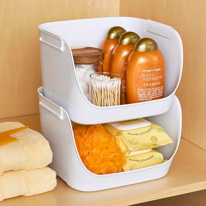 YouCopia ShelfBin Stacking Pantry Bins, 2-Pack, Stackable Storage Basket Organizers for Kitchen and Cabinet Organization - size: Stacking Bins