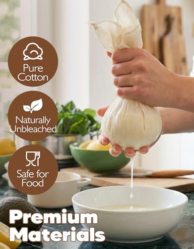 10 Pack Premium Cheesecloth, Grade 100 Cotton Cheese Cloth, Unbleached Extra Fine Mesh, Cheesecloth for Straining, for Cooking, Baking & Brewing, 20 x 20 Inches