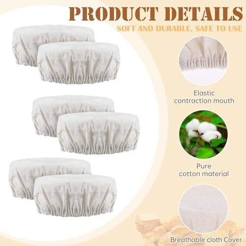 6Pcs Sourdough Starter Jar Covers Reusable Fermentation Lids Fits 3-4 Inch Jar Mouths, Elastic Cloth Bowl Covers Breathable Sourdough Jars Cover for Mason Jars Wide Mouth and Normal Mouth