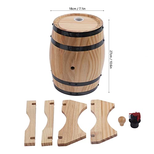 1.32 Gallon Whiskey Aging Barrel with Faucet - Pine Wood Wine Storage Keg for Bourbon, Brandy, Tequila | Large Capacity Retro Dispenser with Bracket | Home Bar, Catering, BBQ Accessory (5L) - size: 5L