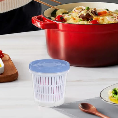 COHEALI Pickle Storage Container with Strainer Insert 1250Ml Blue Plastic Food Jar Airtight Pickle Keeper Lifter for Kimchi and Olive Storage Kitchen Use
