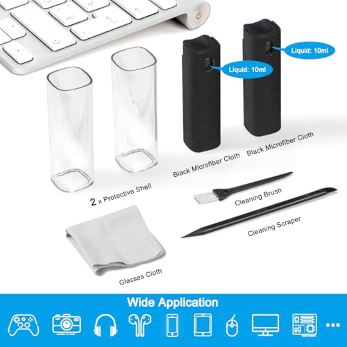 walrfid 2 Pack Screen Cleaner Spray and Wipe for Laptop Monitor and Car Screens, Phone Touchscreen Mist Cleaning Kit for Cellphone, Tablet, PC, Computer, LCD, MacBook, iPhone, iPad, Mac Pro - Black - color: Black, Black