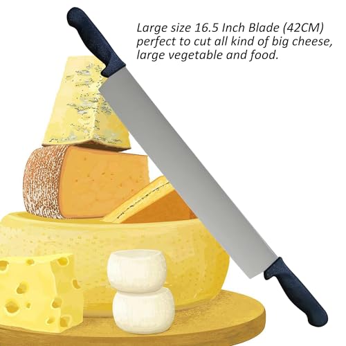 Cheese Knife 16.5 Inch - MATTSTONE HILL Large Cheese Knife With Double Handles, Cheese Cutter, Polypropylene Handle, Black - size: 16.5"