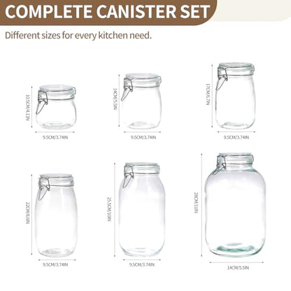 1 Gallon Glass Food Storage Jars with Airtight Lids, Set of 2 – Clear Preserving Seal Wire Clip Fastening Canisters for Kitchen Canning, Flour, Cereal, Pasta, Sugar, Beans, Pickling Jars (1gallon*2) - size: 1gallon*2