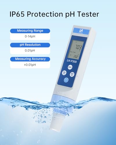 LOHAND Digital pH Meter with ATC, ±0.01 High Accuracy, 0-14 Measuring Range | Ship-Type Floating Design, Replaceable Probe, Lcd Display, IP65 Waterproof pH Pen for Pool, Aquarium, Hydroponics, Home Water