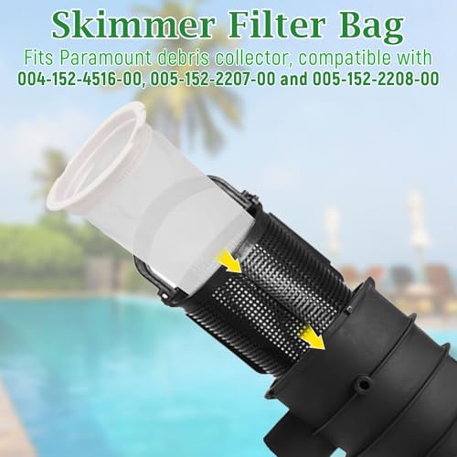004152451700 600-micron fine mesh Bag, Compatible with Paramount Pool Skimmer Basket Filter, Suitable for Paraskim DDC/EDC Debris Collection Tanks
