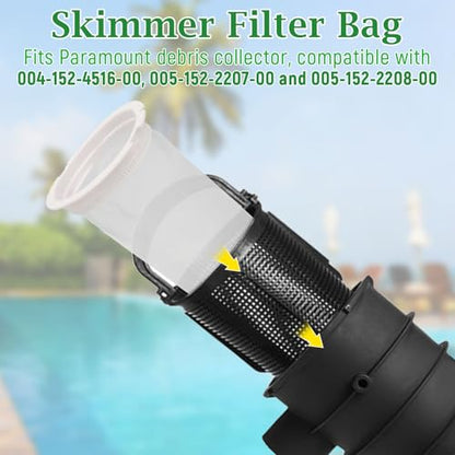 004152451700 600-micron fine mesh Bag, Compatible with Paramount Pool Skimmer Basket Filter, Suitable for Paraskim DDC/EDC Debris Collection Tanks