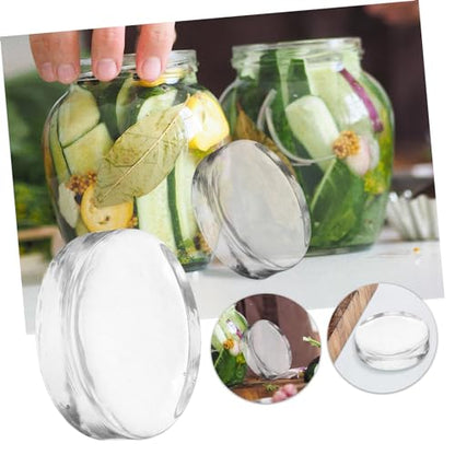 DECHOUS Fermenting Glass Weight for Pickle Jars Natural Round Stone Compact Heavy Stone Lid for Kimchi Sauerkraut Cucumber Fermentation Fits Standard Wide Mouth Jars