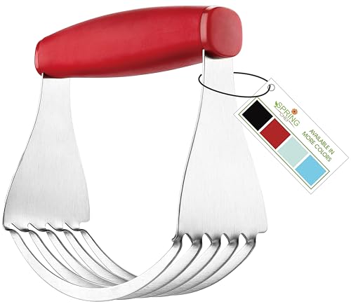 Spring Chef Red XL Size Dough Blender Tool For Baking, Heavy Duty Pastry Blender Tool for Easy Mixing, Stainless Steel Pastry Cutter with Sharp Blades, Dishwasher Safe Dough Mixer | Heavy Duty Dough Mixer with Stainless Steel Blades, Butter Cutter for Eas