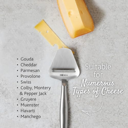 Boska Stainless Steel Cheese Slicer - Copenhagen For All Types of Cheese - Multi-Functional Cheese Slicer - Handheld Slicer - Silver Non-Stick - Dishwasher Safe - For Kitchen Cooking - style: Cheese Slicer