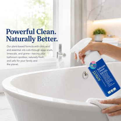 Sonett Organic Bathroom & Shower Cleaner Spray Removes lime scale deposits in hard-to-reach places and cleans fittings, stainless steel, floor tiles and shower walls (17 fl. oz. Pack of 6)