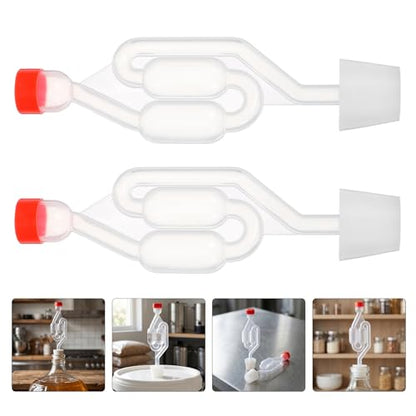2 Sets S-shaped Silicone and Pp Airlocks for Wine Making and Beer Fermentation, Home Brew Accessory that Monitors Fermentation Process and Prevents Gas Backflow