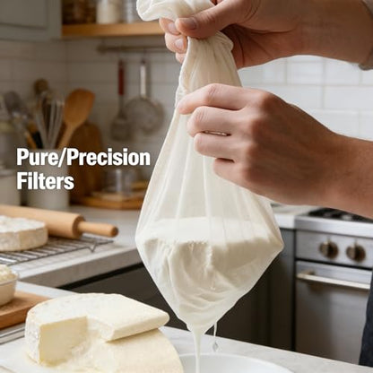 Grade 100 Cheesecloth, 32x32 Inch Ultra-Fine Mesh Unbleached Cotton Muslin for Straining, Cooking, Cheese Making, Reusable Hemmed Edges Food Safe Fabric