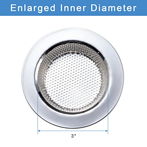 Honmein 3 Pcs Sink Strainer for Most Kitchen Sink Drain Basket, Upgraded Double-Layer Safe Design Kitchen Sink Strainer (Outer Diameter 4.5 Inch) - color: Silver(3 Pcs)