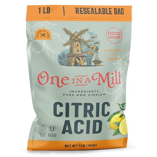 ONE IN A MILL Citric Acid Powder 1LB | Food Grade for Cooking, Baking, Canning, and Cheese Making | All-Natural Preservative & Flavor Enhancer | DIY Skincare, Bath Bombs, Water Softening, and Cleaning - size: 1 Pound