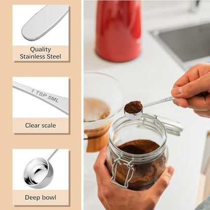 2PCS 1/2tbsp(1.5tsp, 7.5ml) Single Measuring Spoon, Stainless Steel Individual Teaspoon, Metal Measure Scoop with Gift Box - size: 1/2 tbsp | 1.5 tsp | 7.5 ml | 1/4 oz