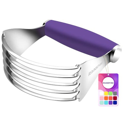 Rainspire XL Pastry Cutter For Baking, Heavy Duty Pastry Blender Stainless Steel, Thick Sharp Blades Dough Blender, Dough Cutter Butter Cutter Pastry for Easy Mixing, Dishwasher Safe, Purple - color: Purple
