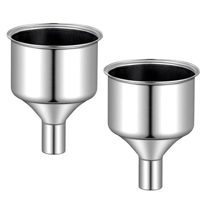 2 Pcs Stainless Steel Flasks Funnels 3/8" Small Kitchen Funnel Set Spout for Flasks Oil Bottle Liquid Perfume Bottle Coffee Beans