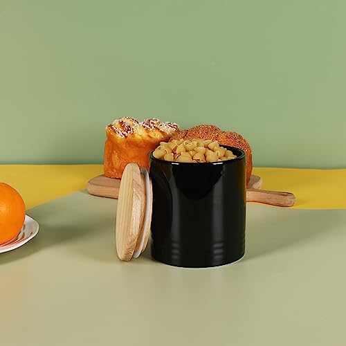 LEETOYI Ceramic Food Storage Jar with Seal Lid, Serving for Ground Coffee, Tea, Sugar, Salt and More - 31 Oz (Black) - color: Black