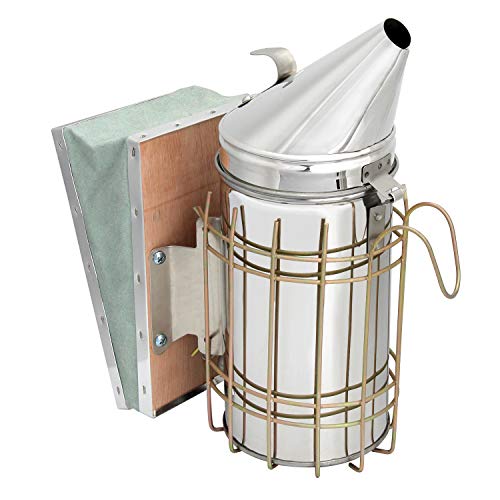 Blisstime Bee Hive Bee Smoker Stainless Steel with Heat Shield Beekeeping Supplies and Equipment